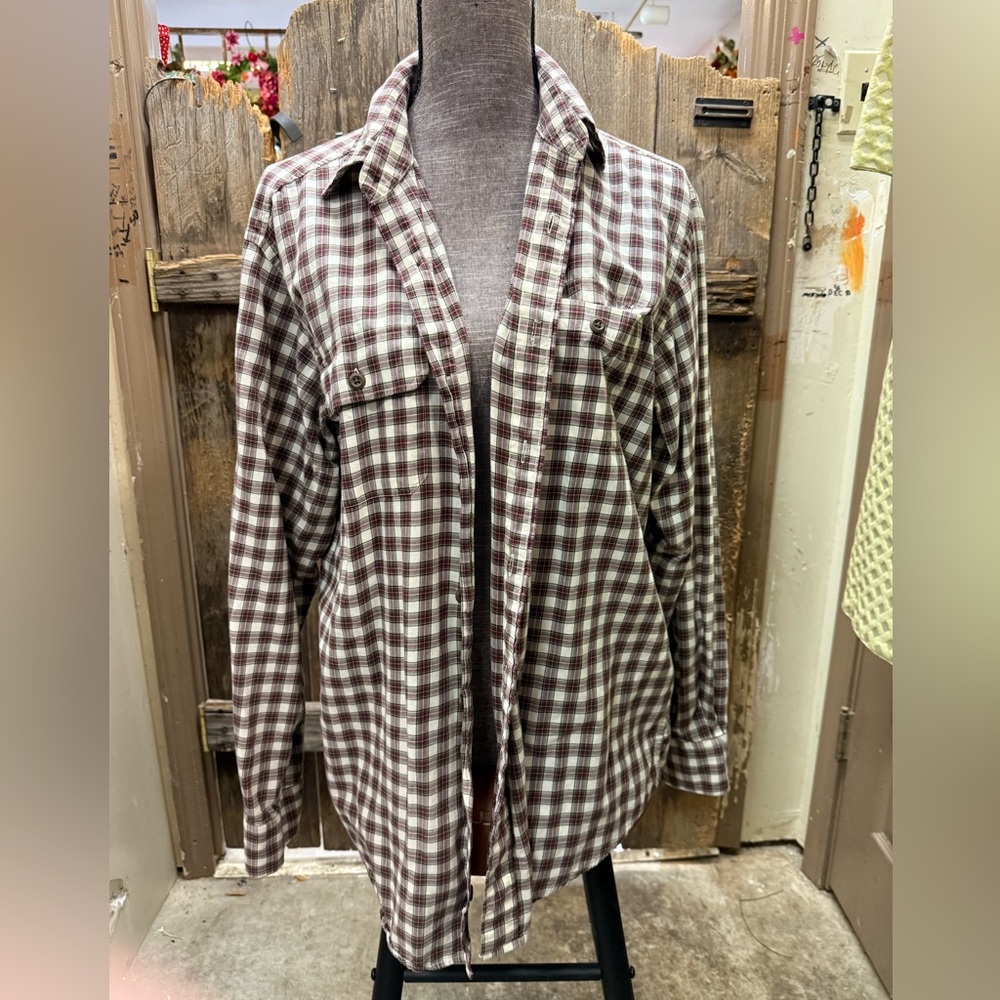 Club Room Maroon and White Checkered Shirt